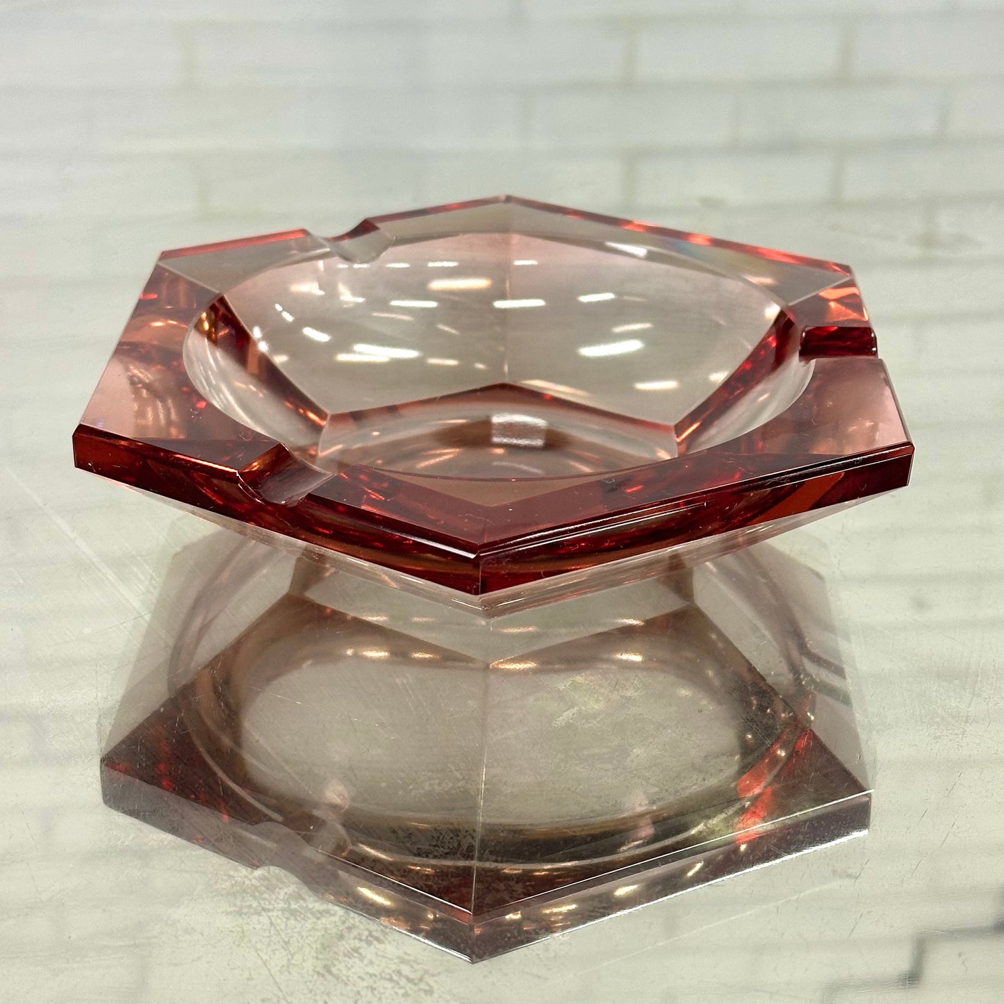 Roze vierkant Murano glas asbak