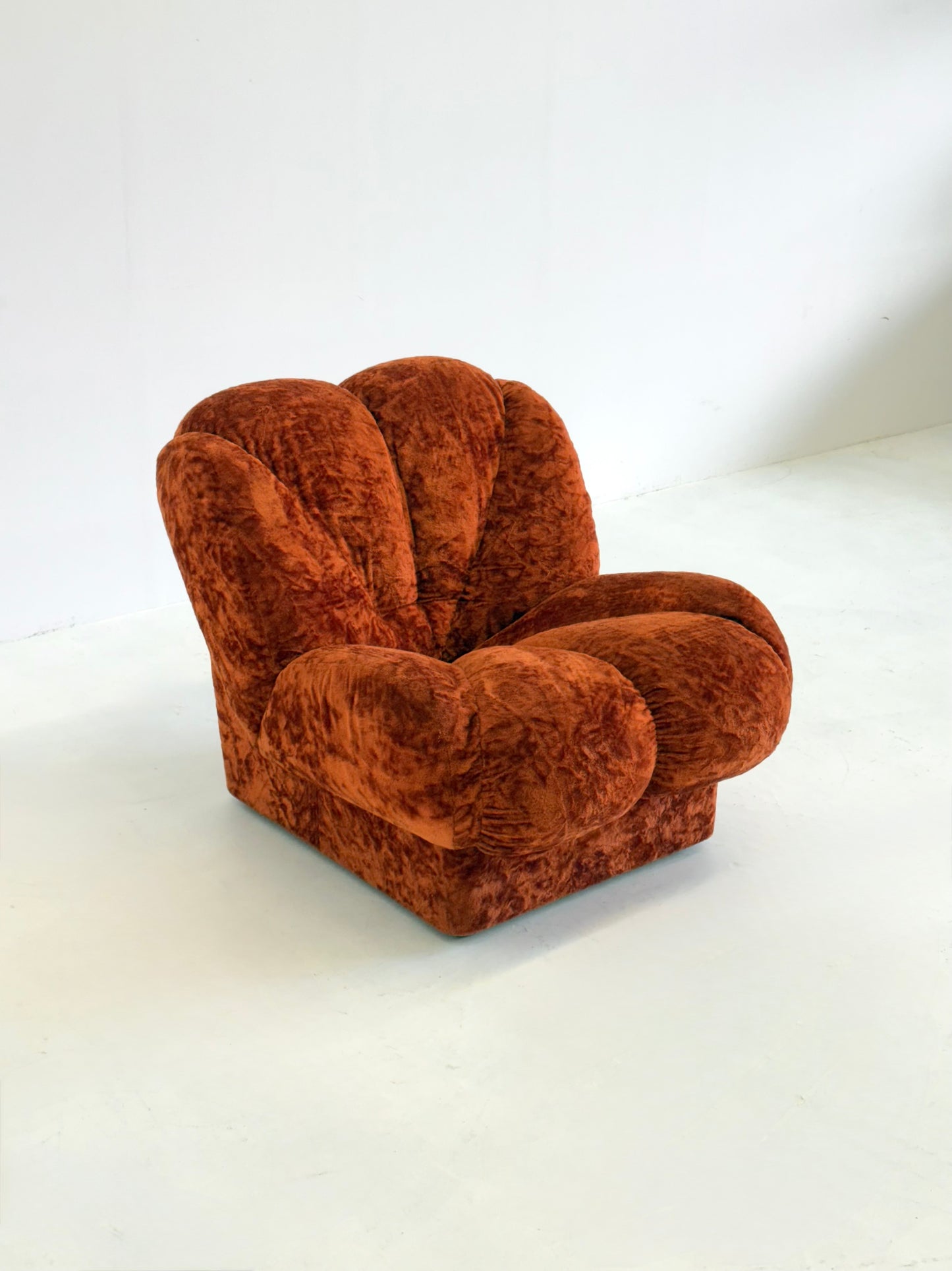 Vintage Italiaanse space age fauteuils in oranje velours