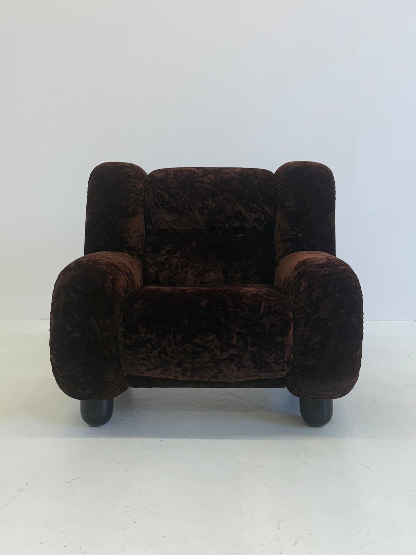 Vintage Italiaanse fauteuil in donkerbruin Velours