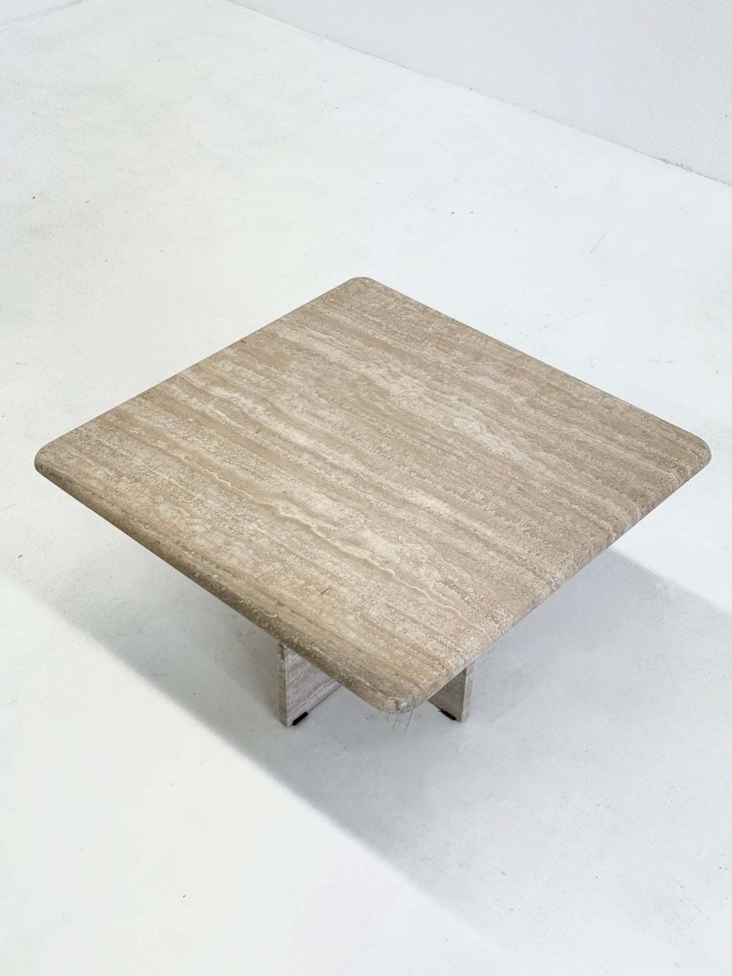 Vierkante vintage travertin salontafel