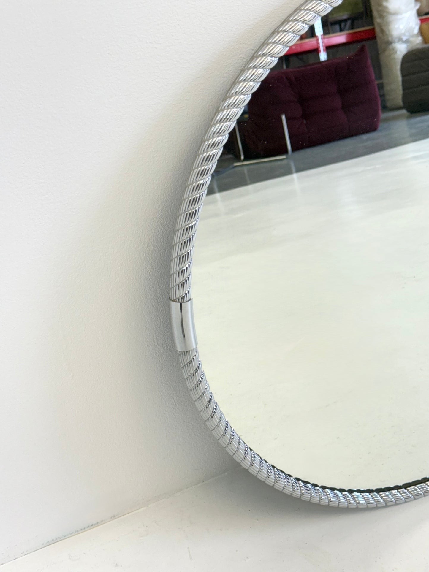 Ronde vintage spiegel met buisframe