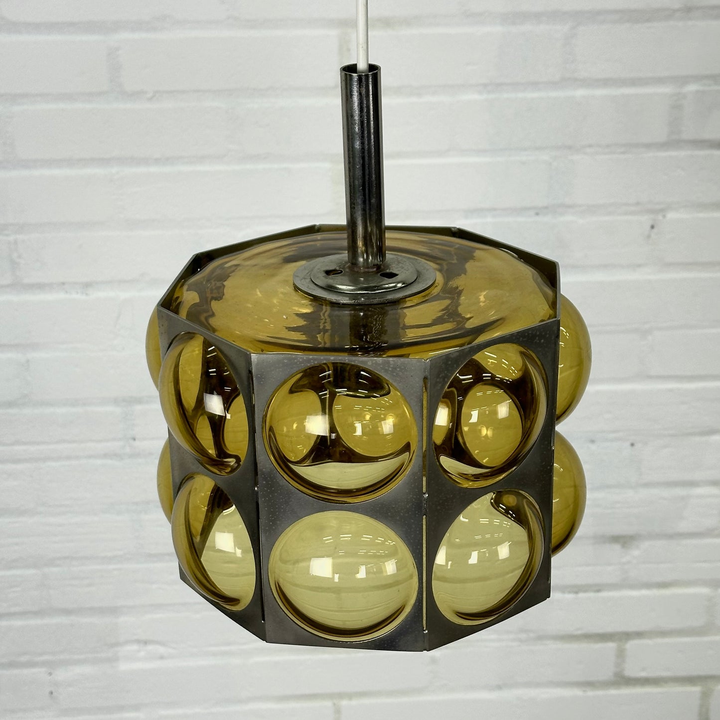 Vintage glazen space age hanglamp