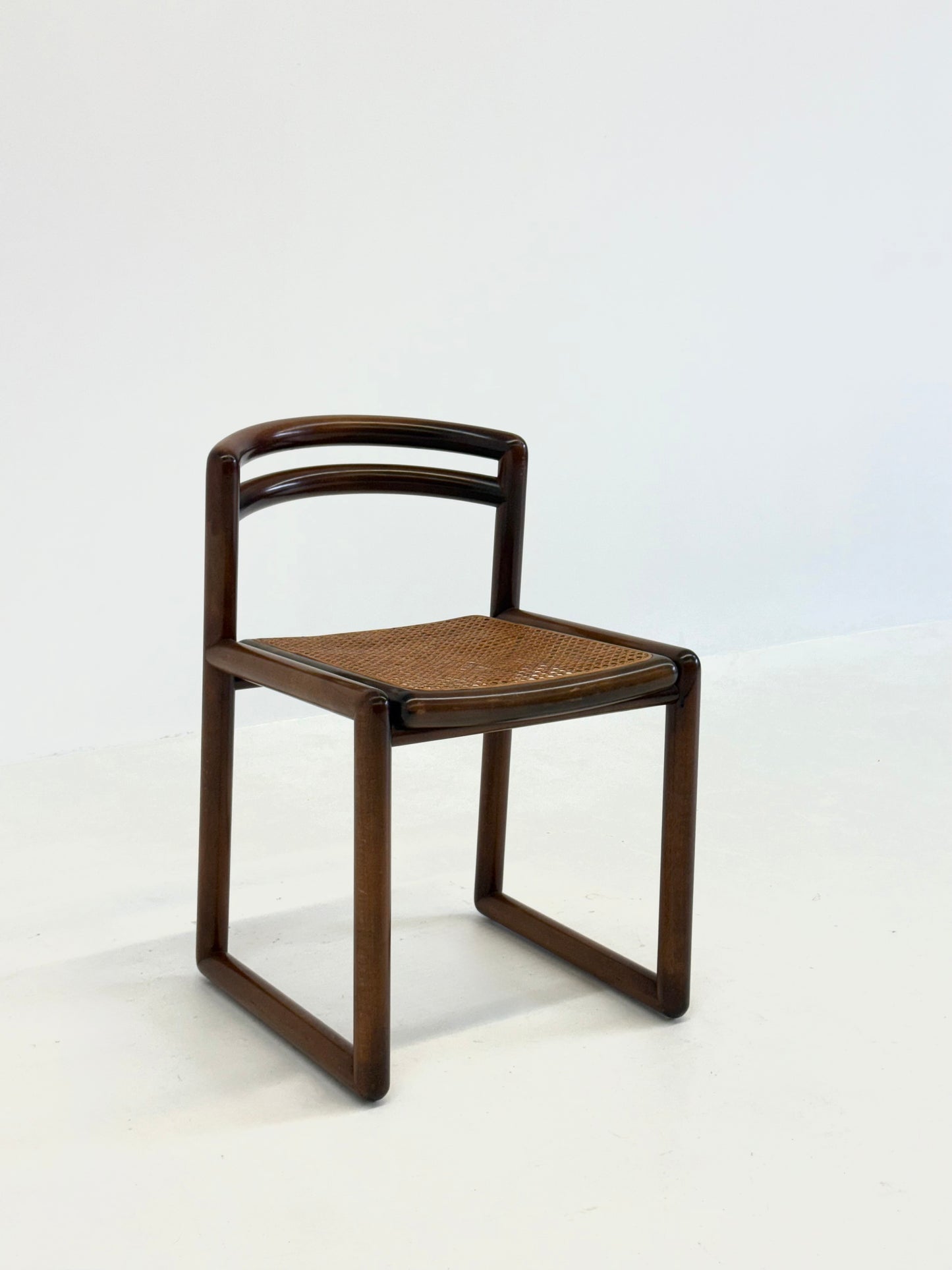 Set van 6 Ibisco Vintage Italiaanse Eetkamerstoelen met rotan