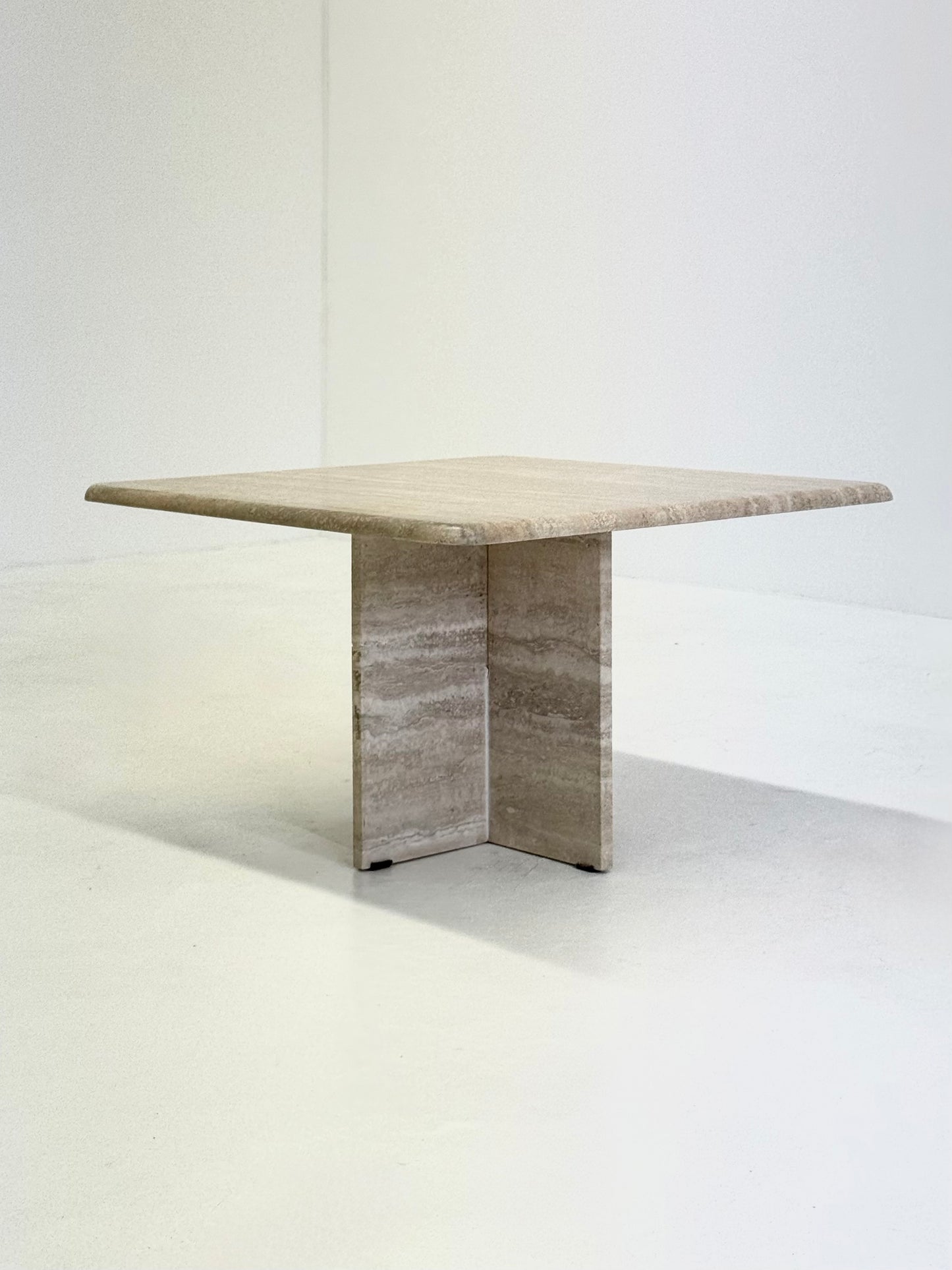 Vierkante vintage travertin salontafel