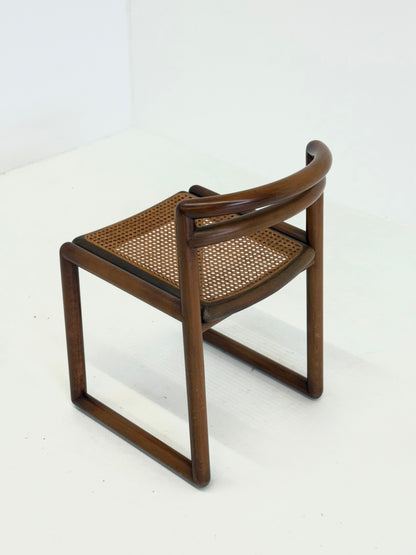 Set van 6 Ibisco Vintage Italiaanse Eetkamerstoelen met rotan