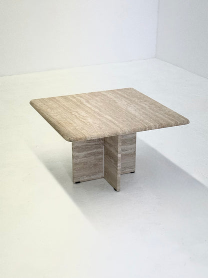 Vierkante vintage travertin salontafel