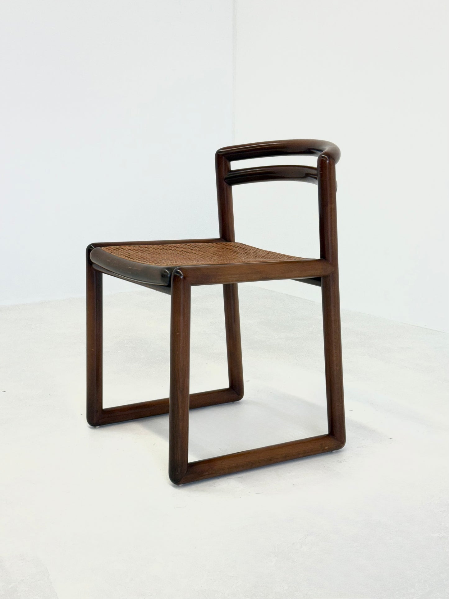 Set van 6 Ibisco Vintage Italiaanse Eetkamerstoelen met rotan