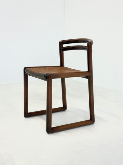 Set van 6 Ibisco Vintage Italiaanse Eetkamerstoelen met rotan