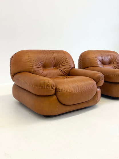 Cognacbruin leren Sapporo fauteuil voor Mobil Girgi