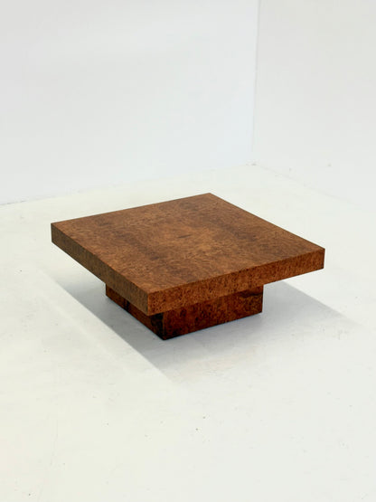 Vierkante salontafel van Fratelli Turri met wortelhout