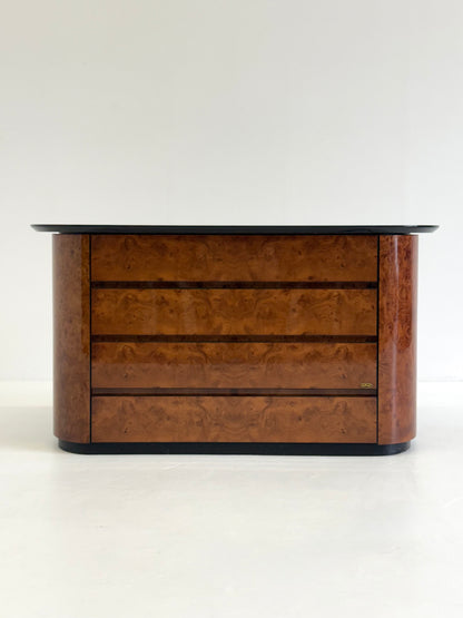Vintage Ladekast van Voltan van gelakt Wortelhout met bar