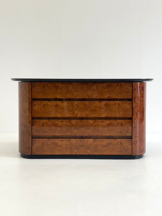 Vintage Ladekast van Voltan van gelakt Wortelhout met bar