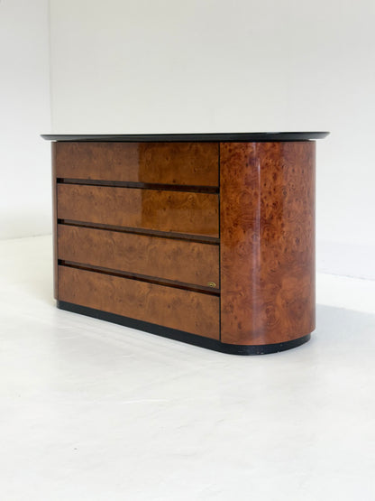 Vintage Ladekast van Voltan van gelakt Wortelhout met bar