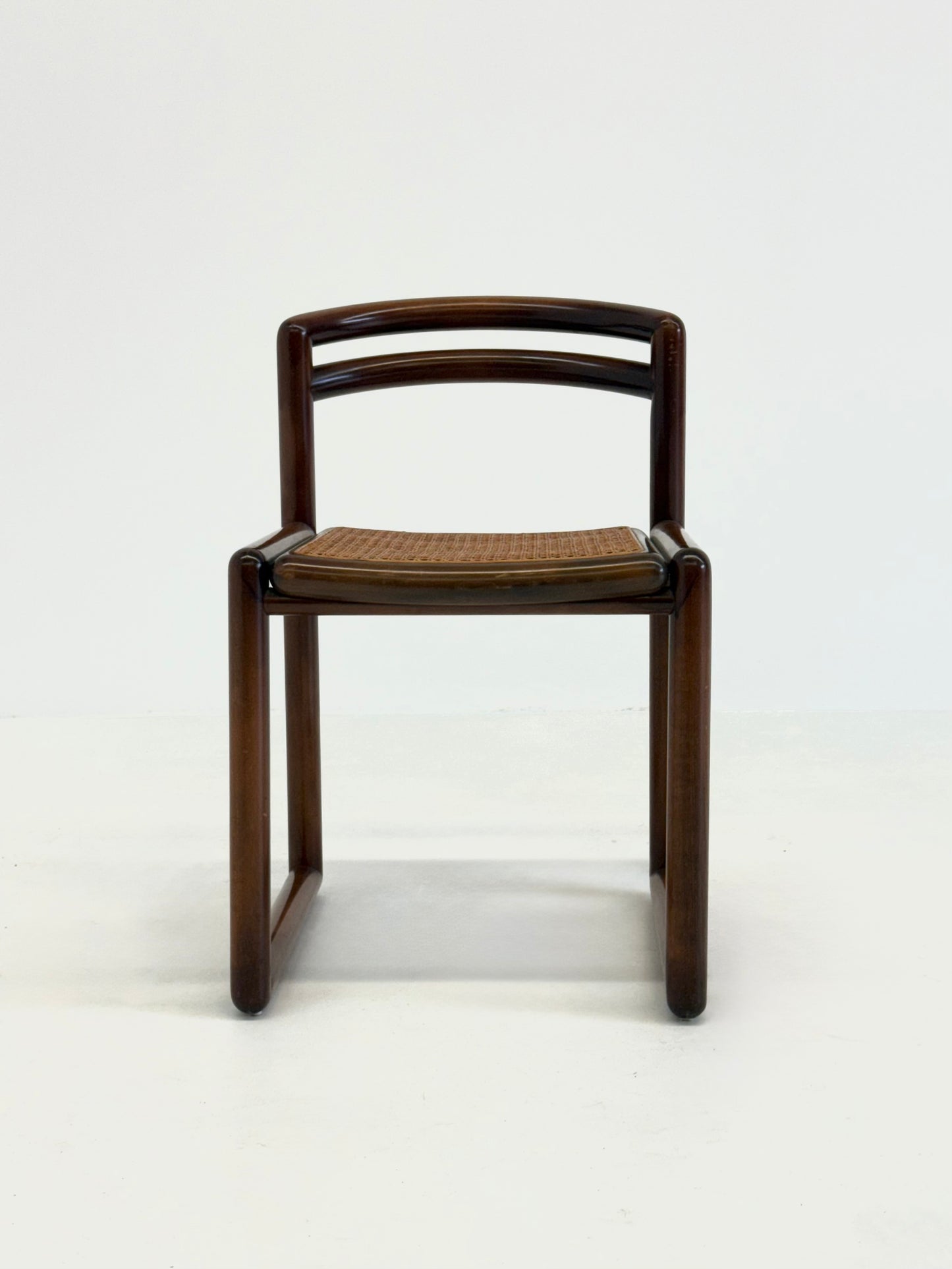 Set van 6 Ibisco Vintage Italiaanse Eetkamerstoelen met rotan