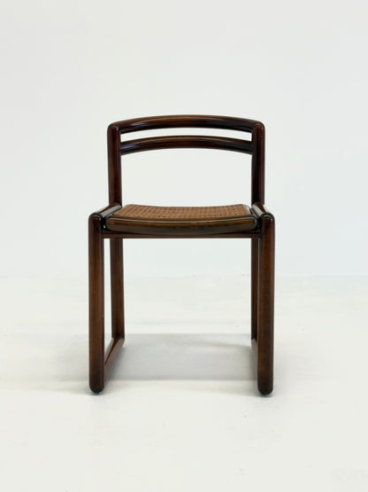 Set van 6 Ibisco Vintage Italiaanse Eetkamerstoelen met rotan