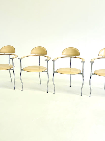 Set gele Marilyn Stiletto eetkamerstoelen Arrben Italy