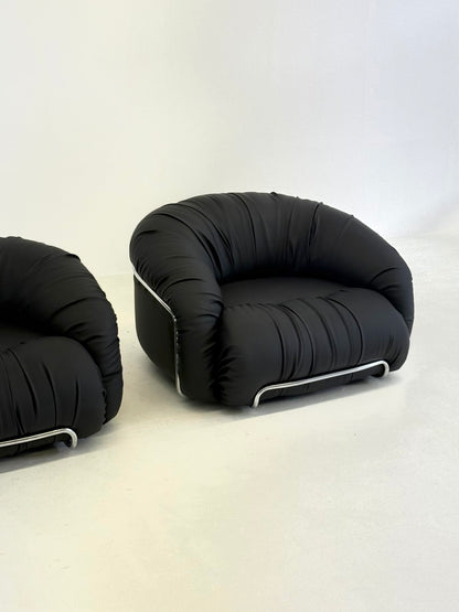 Italiaanse Space Age fauteuils in zwart