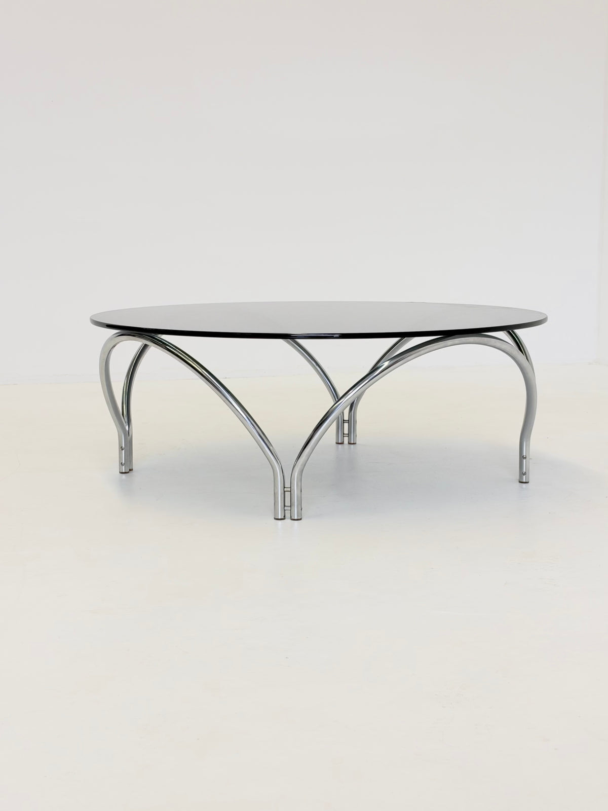 Vintage Space Age salontafel rookglas en chroom