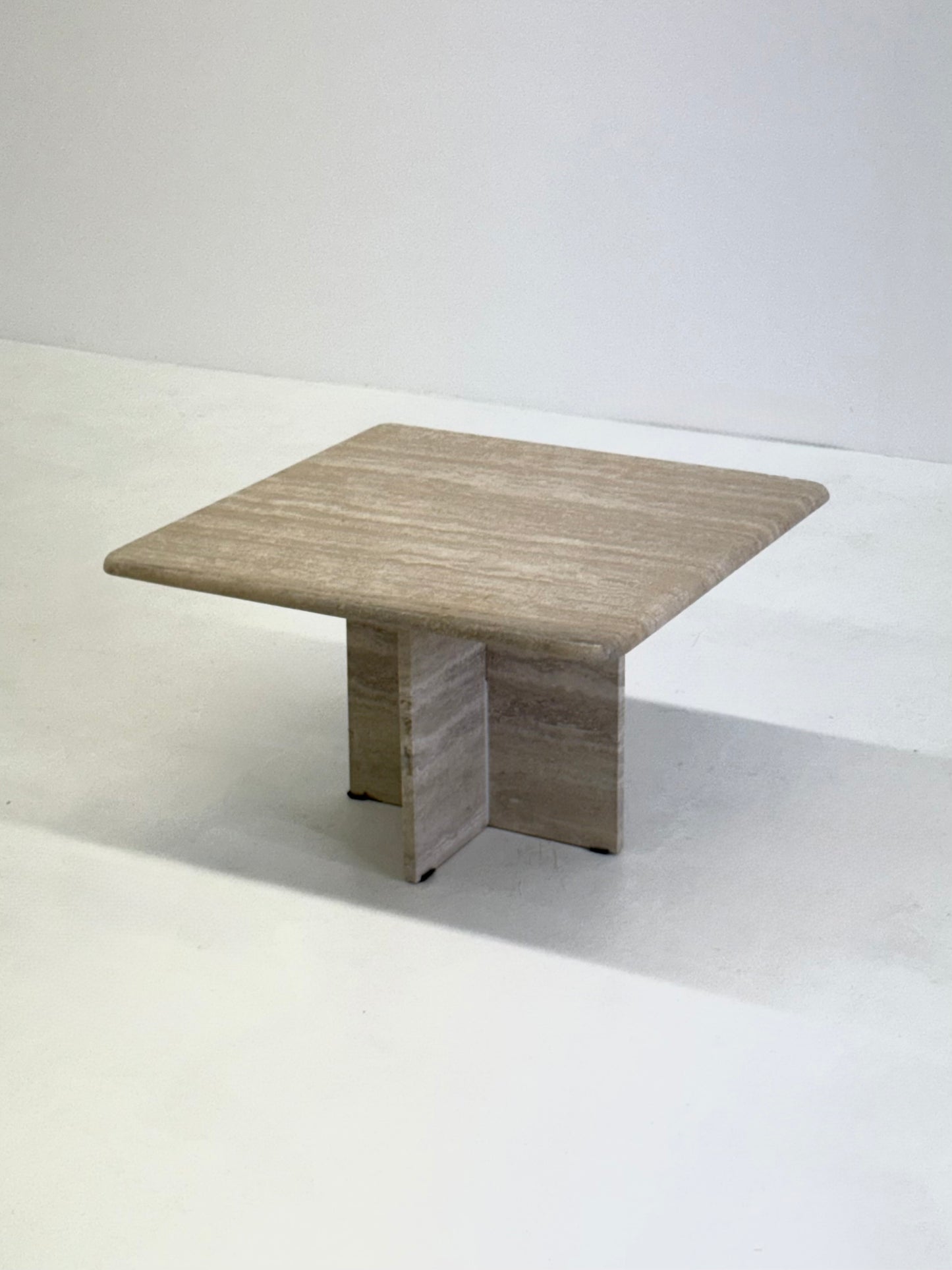 Vierkante vintage travertin salontafel