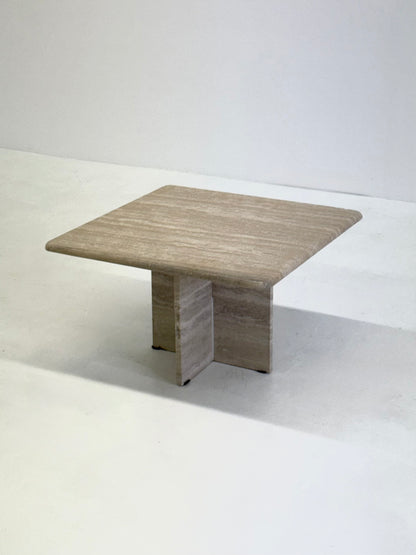 Vierkante vintage travertin salontafel