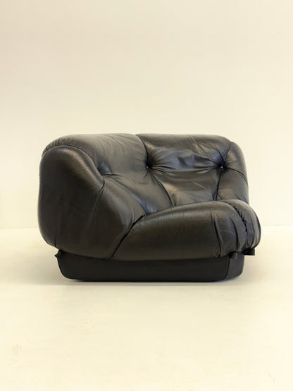 Zwart leren Nuvolone modulaire lounge bank Rino Maturi voor Mimo Padova