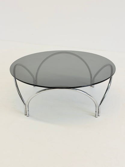 Vintage Space Age salontafel rookglas en chroom