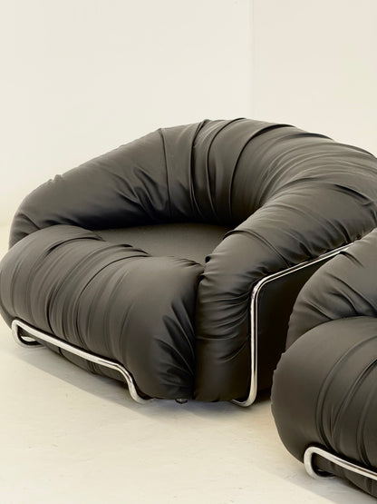 Italiaanse Space Age fauteuils in zwart