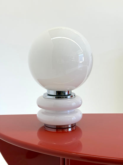 Wit glazen Space Age tafellamp in bolvorm