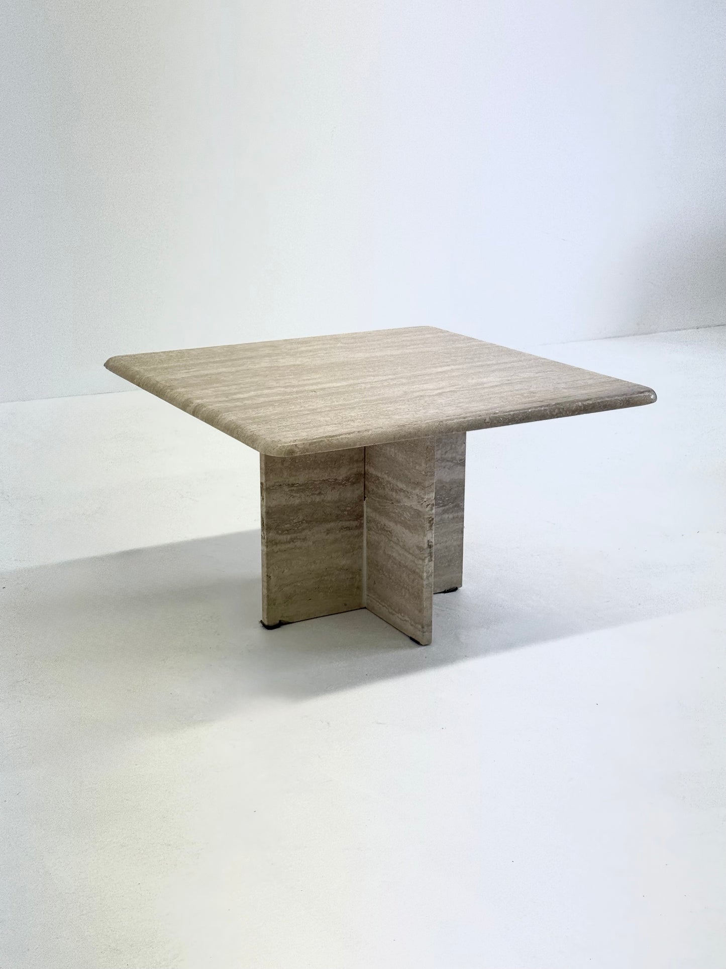 Vierkante vintage travertin salontafel