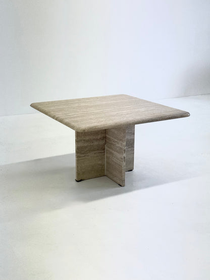 Vierkante vintage travertin salontafel