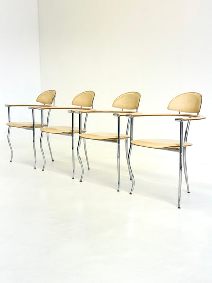 Set gele Marilyn Stiletto eetkamerstoelen Arrben Italy