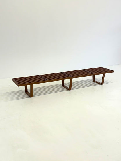 Vintage George Nelson long Platform lattenbank van teak hout