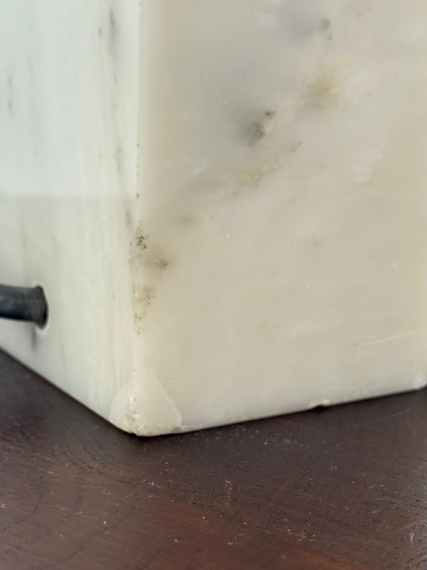 Vintage marmeren tafellamp met linnen kap