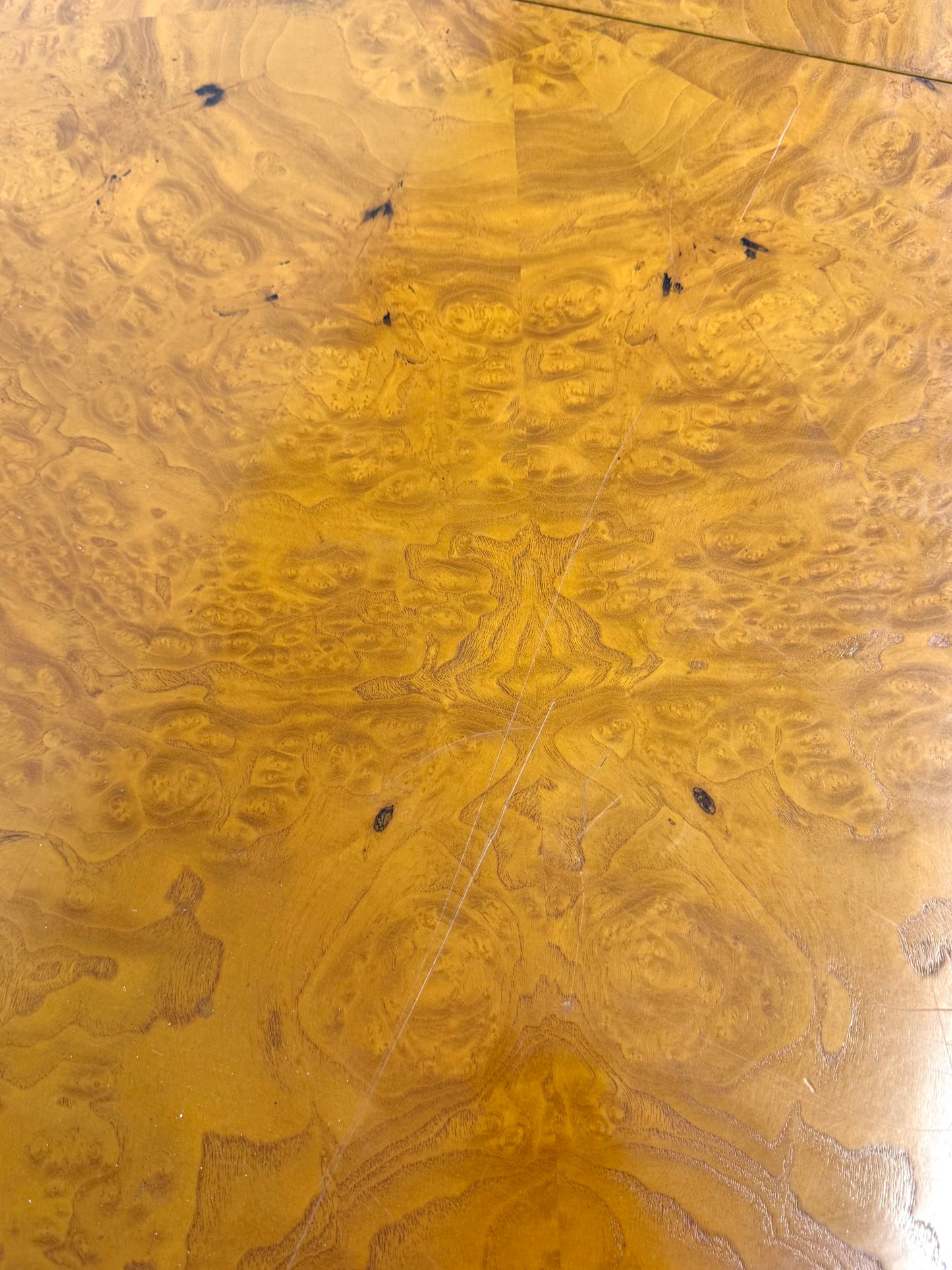 Vintage wortelhouten ronde eettafel van Grange