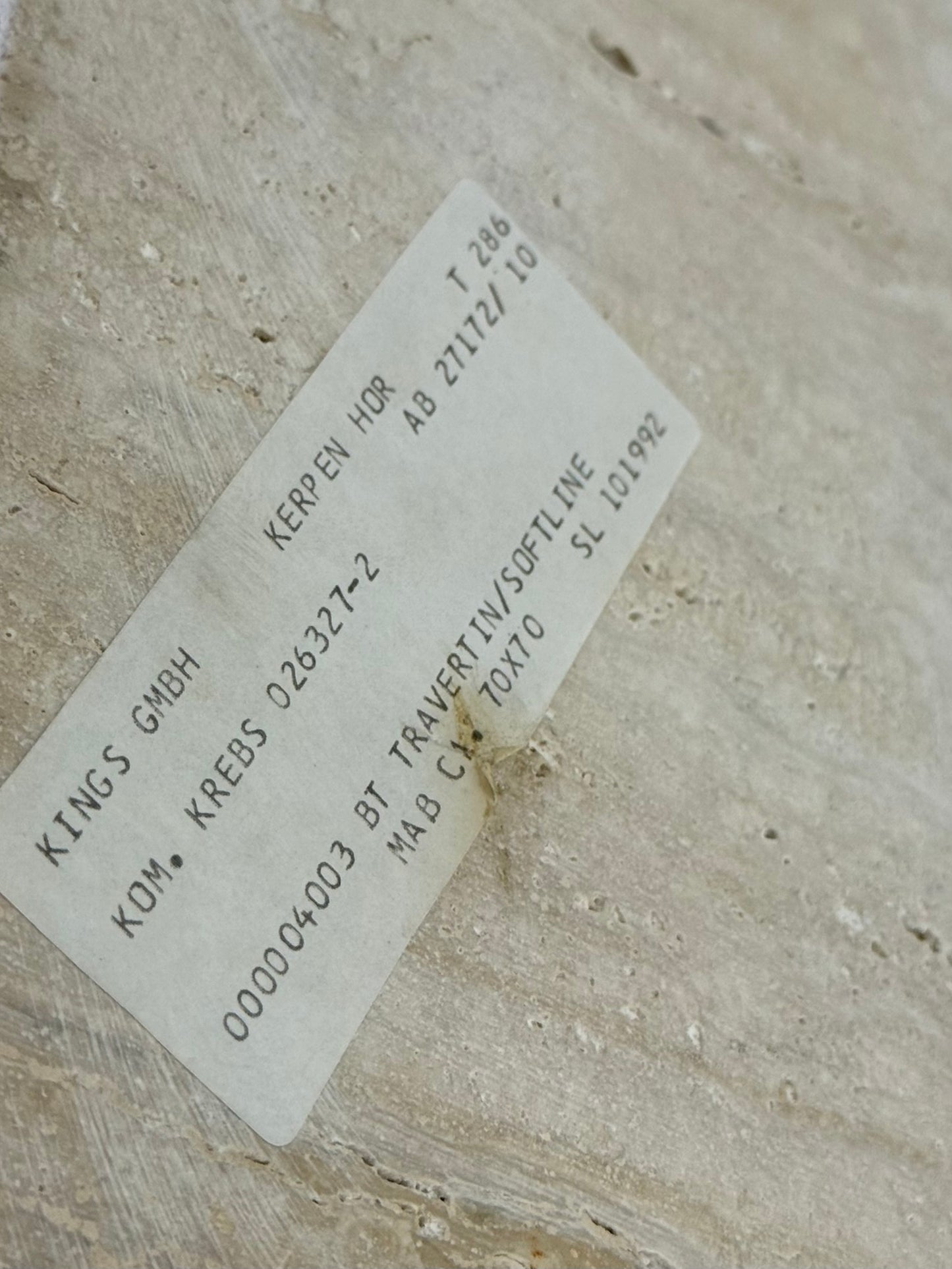 Vierkante vintage travertin salontafel