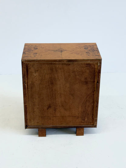 Set van twee vintage Art Deco nachtkastjes met wortelhout
