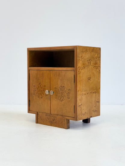 Set van twee vintage Art Deco nachtkastjes met wortelhout