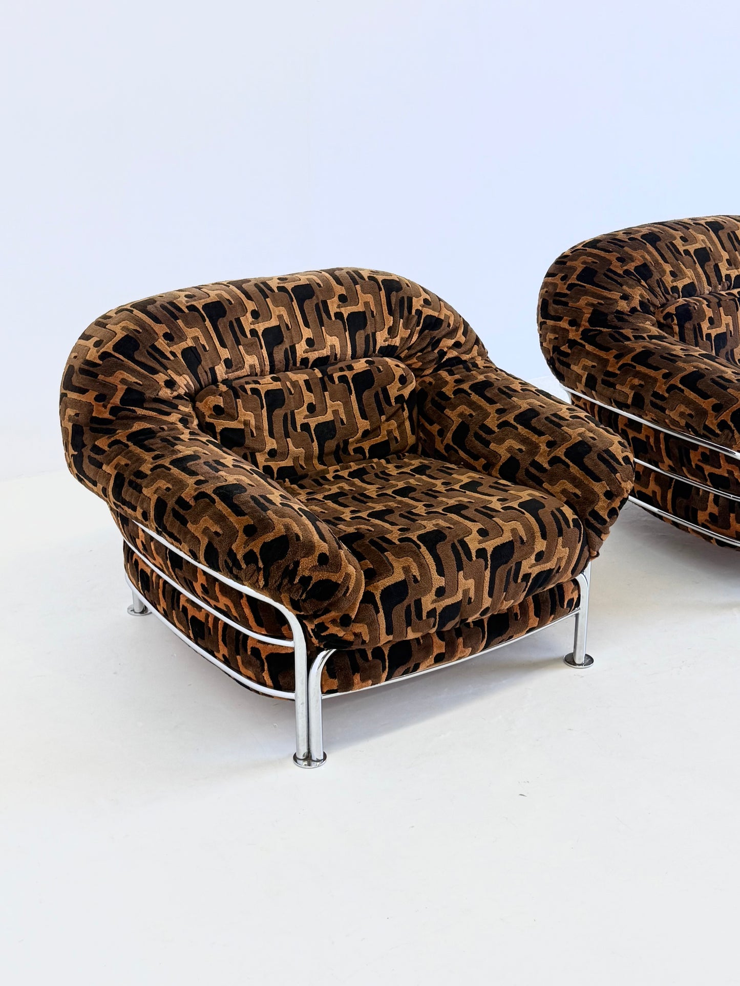 Vintage Italiaanse lounge stoelen met buisframe