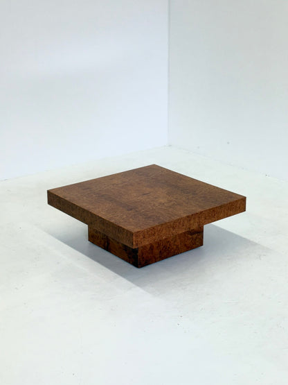 Vierkante salontafel van Fratelli Turri met wortelhout