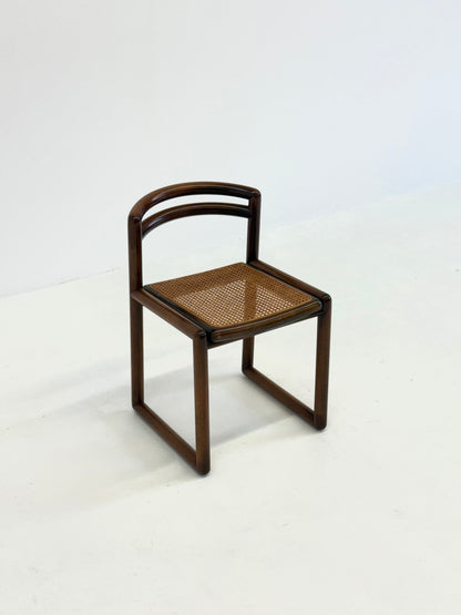 Set van 6 Ibisco Vintage Italiaanse Eetkamerstoelen met rotan