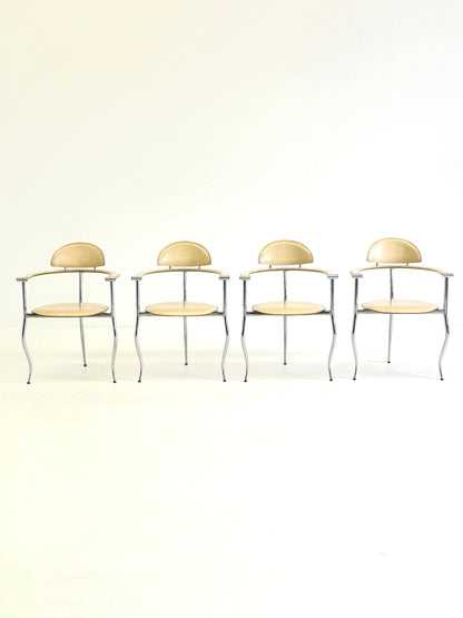 Set gele Marilyn Stiletto eetkamerstoelen Arrben Italy