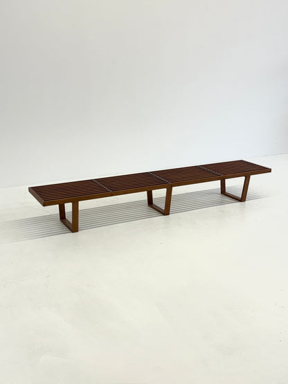 Vintage George Nelson long Platform lattenbank van teak hout