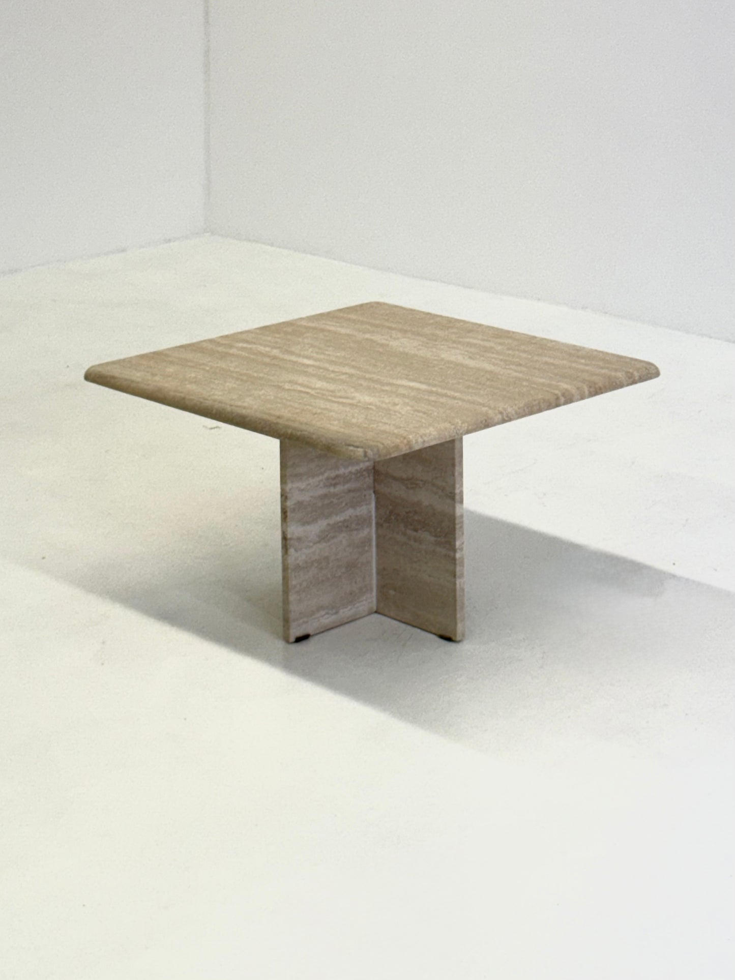 Vierkante vintage travertin salontafel