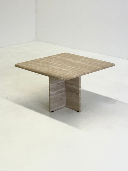 Vierkante vintage travertin salontafel
