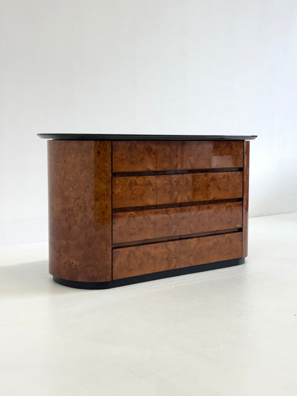 Vintage Ladekast van Voltan van gelakt Wortelhout met bar