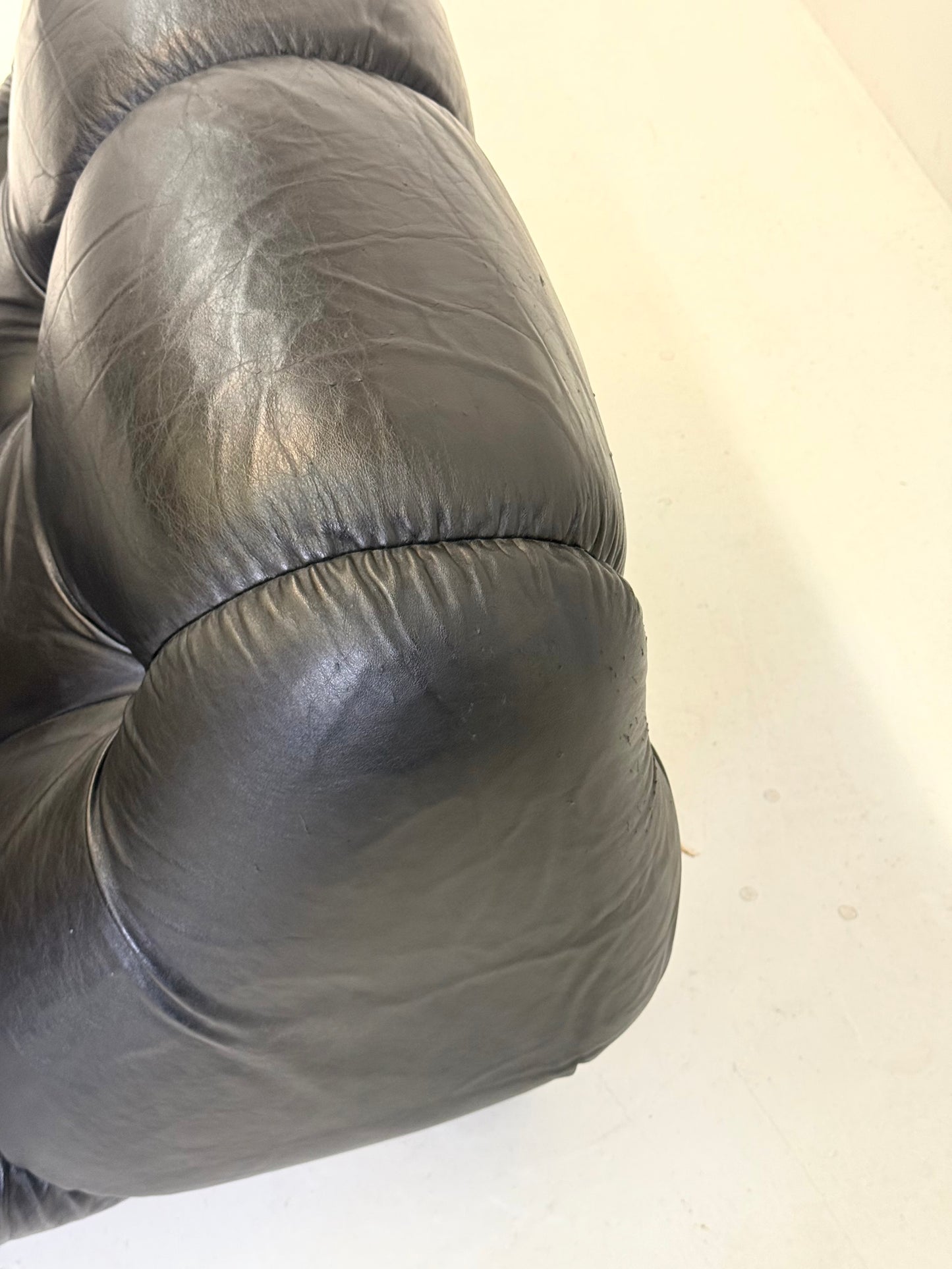 Zwart leren Nuvolone modulaire lounge bank Rino Maturi voor Mimo Padova