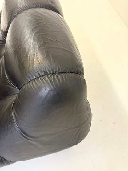 Zwart leren Nuvolone modulaire lounge bank Rino Maturi voor Mimo Padova