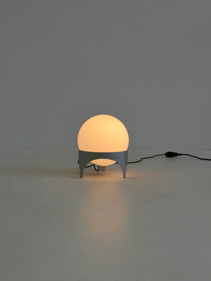 Vintage Space Age Tafellamp met Glazen Bol en Aluminium Voet