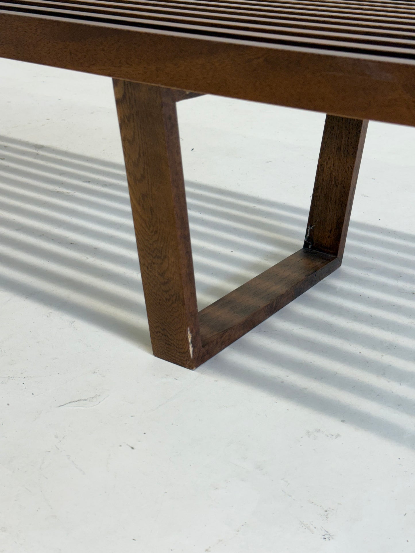 Vintage George Nelson long Platform lattenbank van teak hout