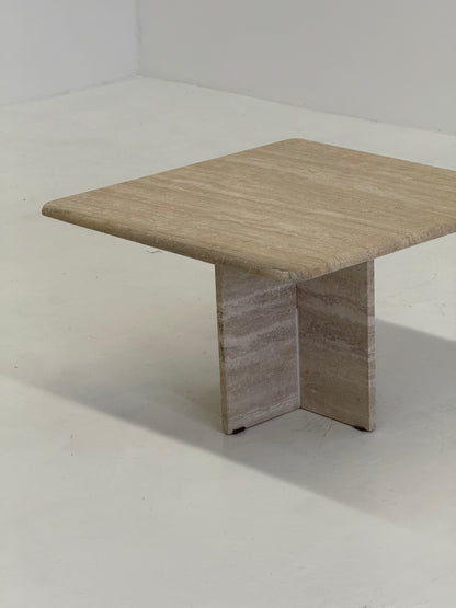Vierkante vintage travertin salontafel